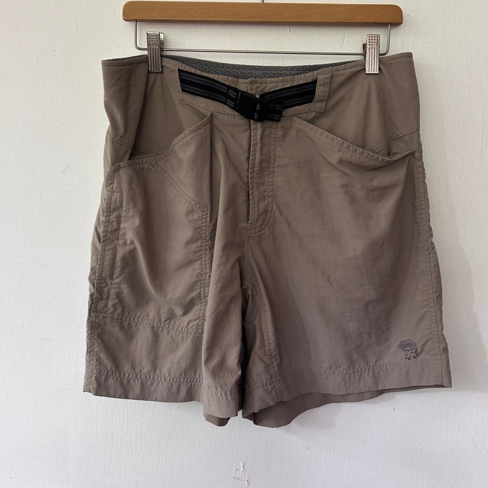 Mountain Hardwear Women XL Hiking Shorts Nylon Belted Gray Pockets Gorpcore - Picture 1 of 4